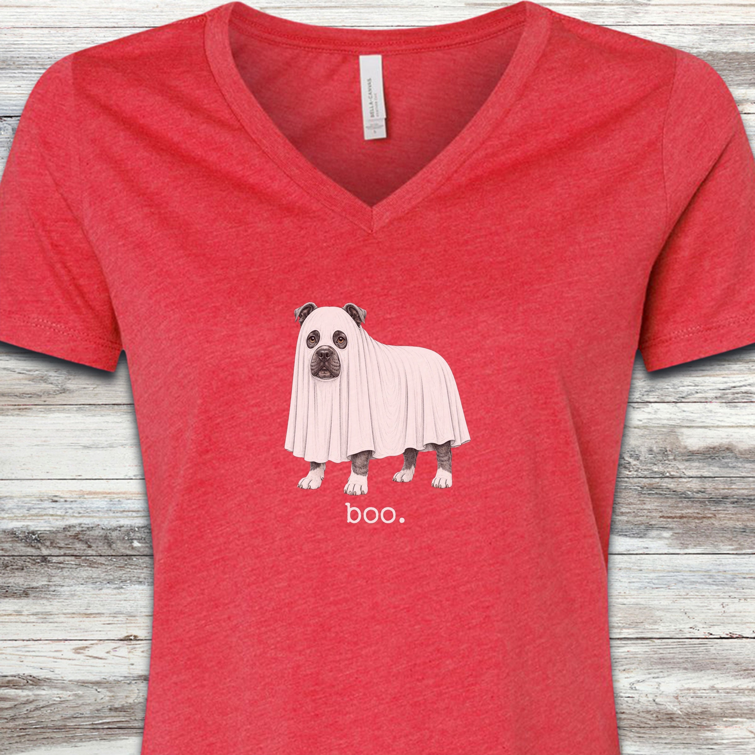 American Bully Boo V-Neck Tee - Heather Red