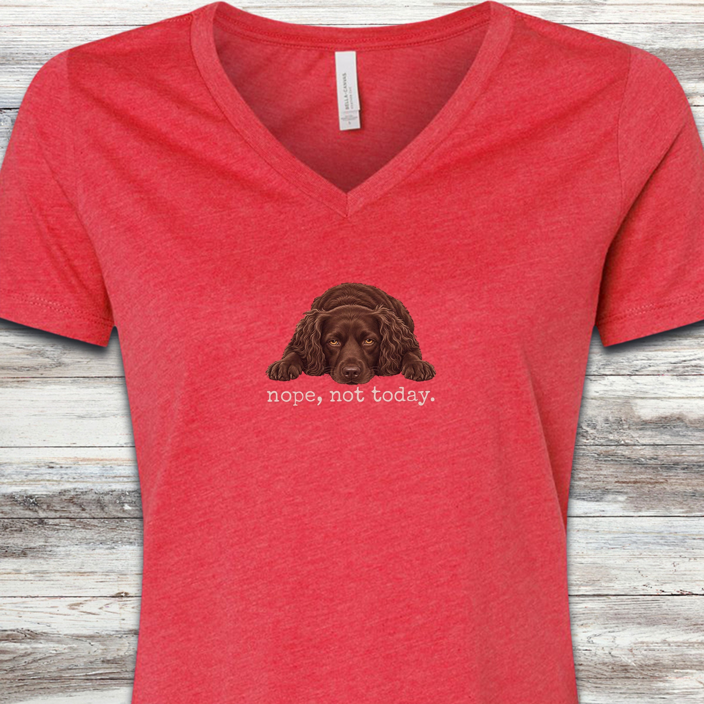 Boykin Spaniel Nope V-Neck Tee - Heather Red
