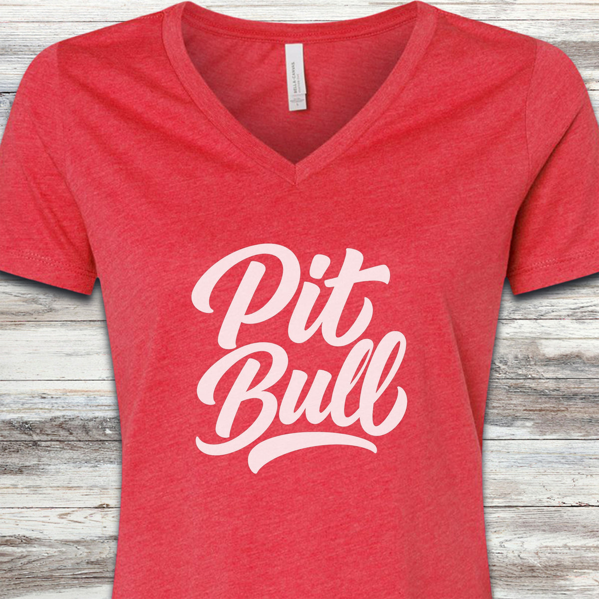 Pit Bull Team V-Neck Tee - Heather Red