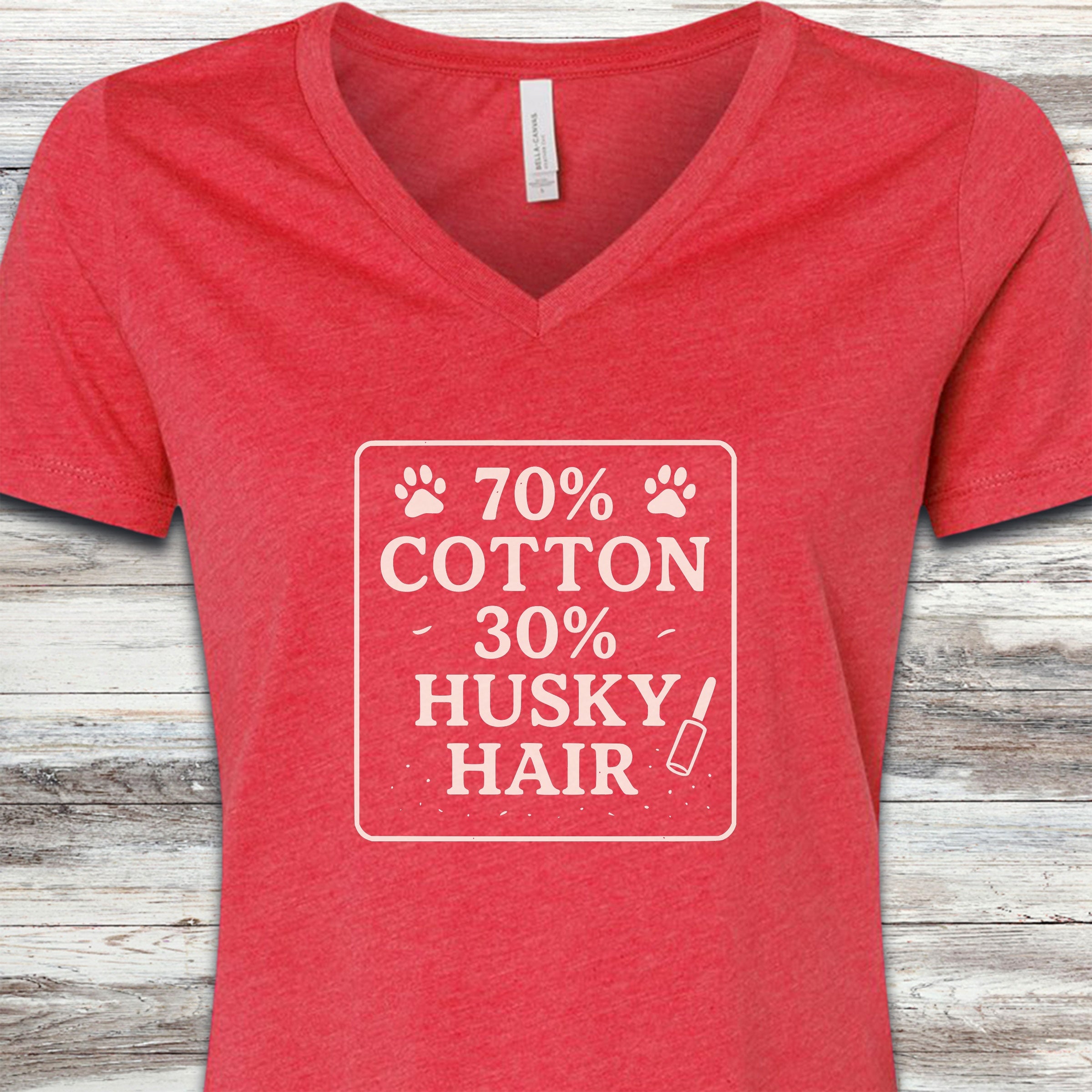 Husky 30% Hair V-Neck Tee - Heather Red