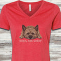Cairn Terrier Nope V-Neck Tee - Heather Red