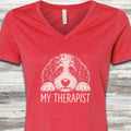 Sheepadoodle Therapist V-Neck Tee - Heather Red