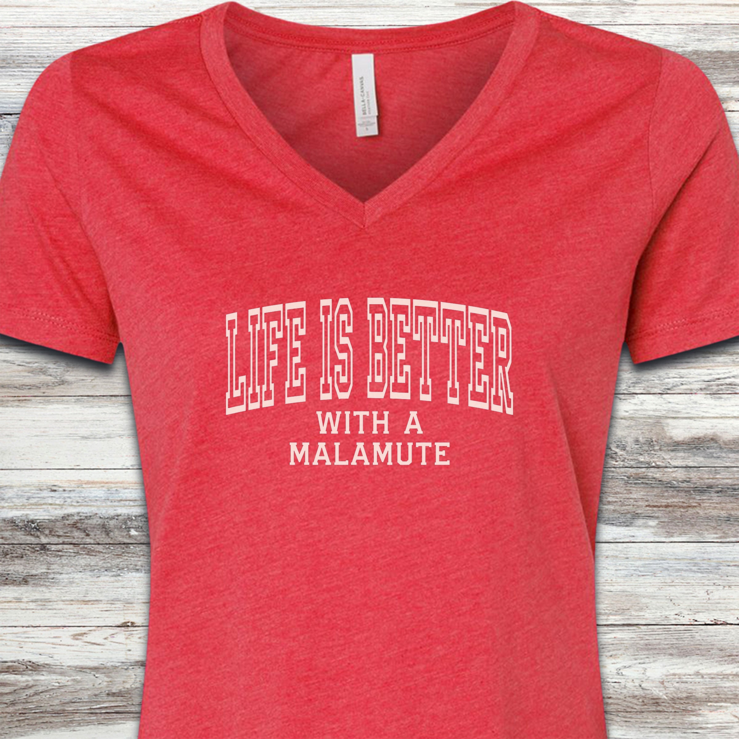 Malamute Better V-Neck Tee - Heather Red