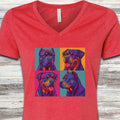 Cane Corso Pop Art V-Neck Tee - Heather Red