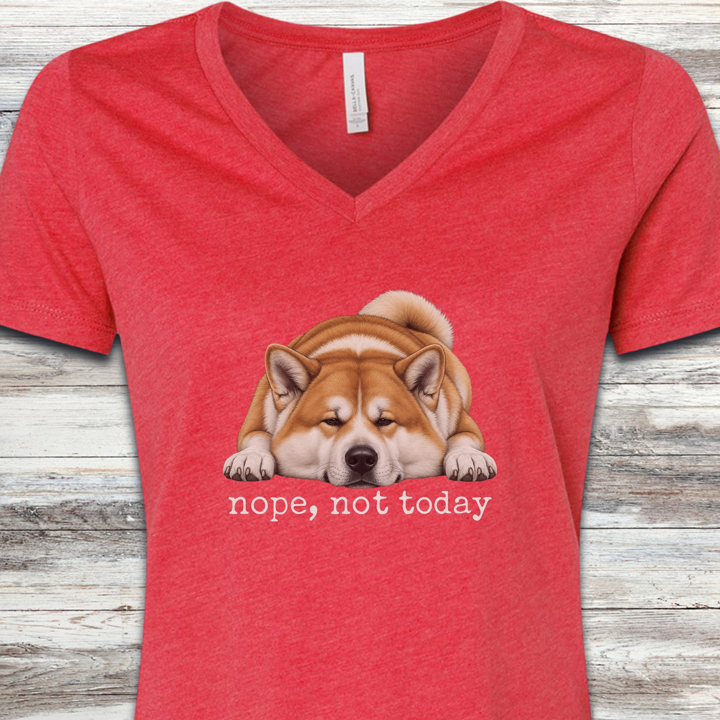Akita Nope V-Neck Tee - Heather Red