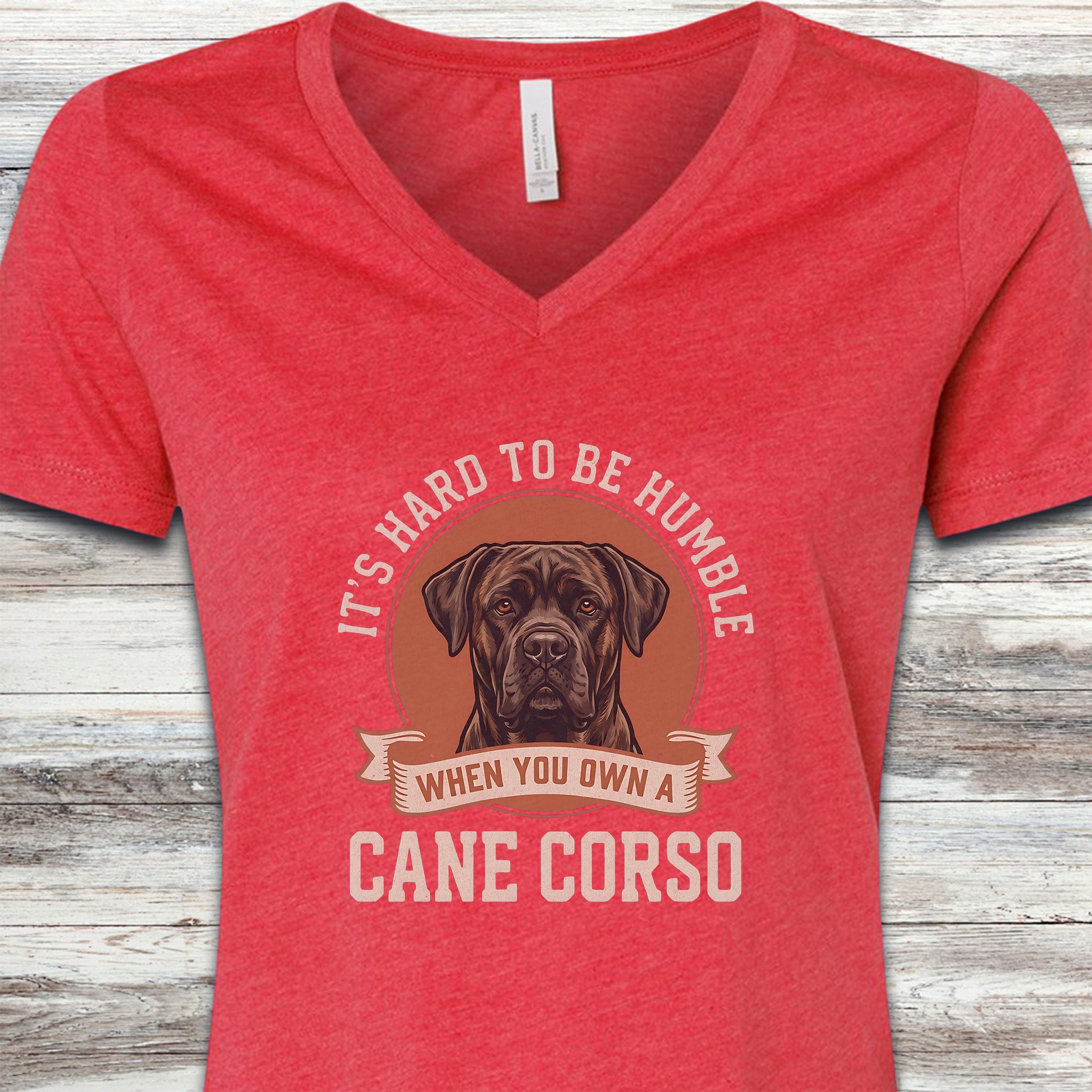 Cane Corso Humble V-Neck Tee - Heather Red