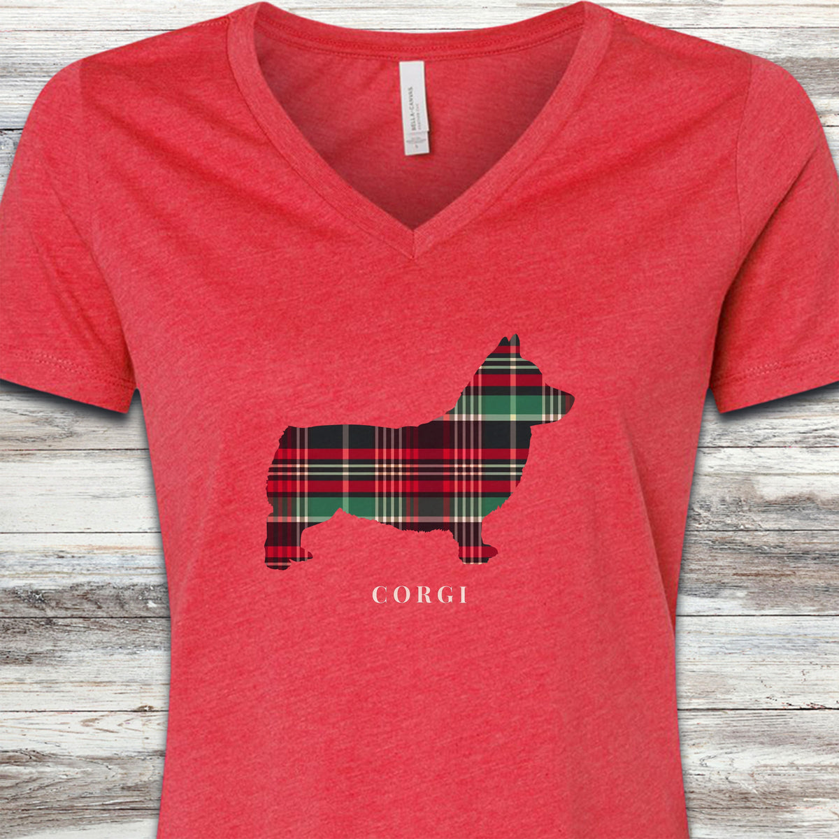 Corgi Winter 2025 V-Neck Tee - Heather Red