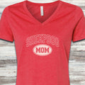 Old English Sheepdog University Mom V-Neck Tee - Heather Red