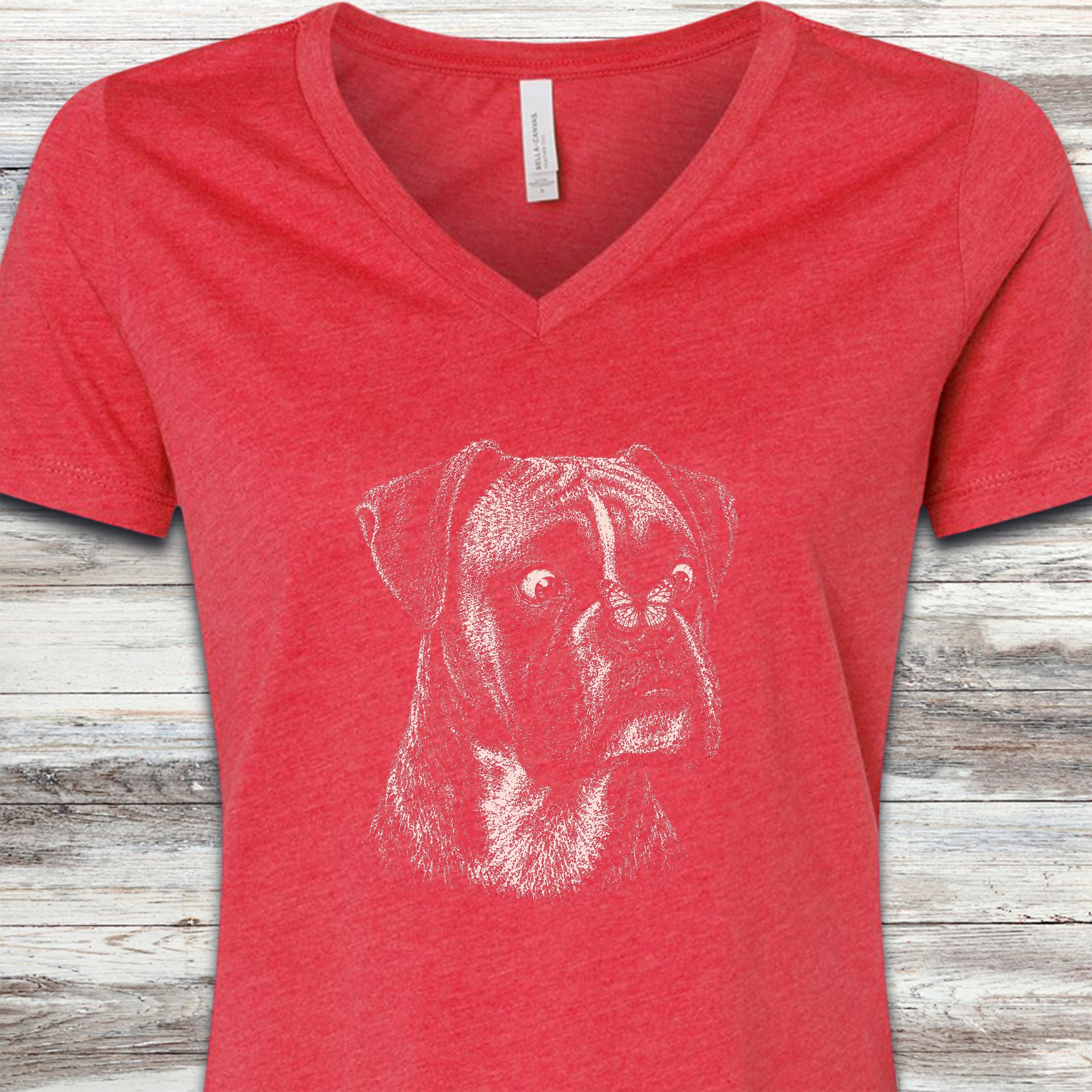 Boxer Butterfly V-Neck Tee - Heather Red