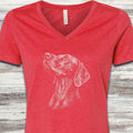 Weimaraner Loyalty V-Neck Tee - Heather Red