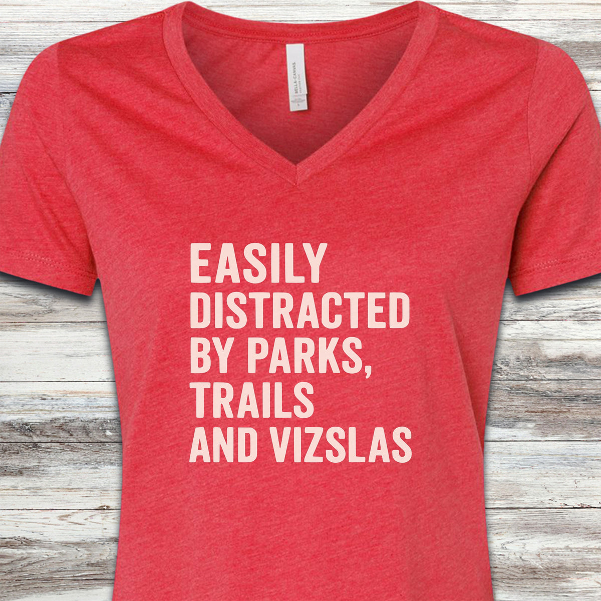 Vizsla Trails V-Neck Tee - Heather Red