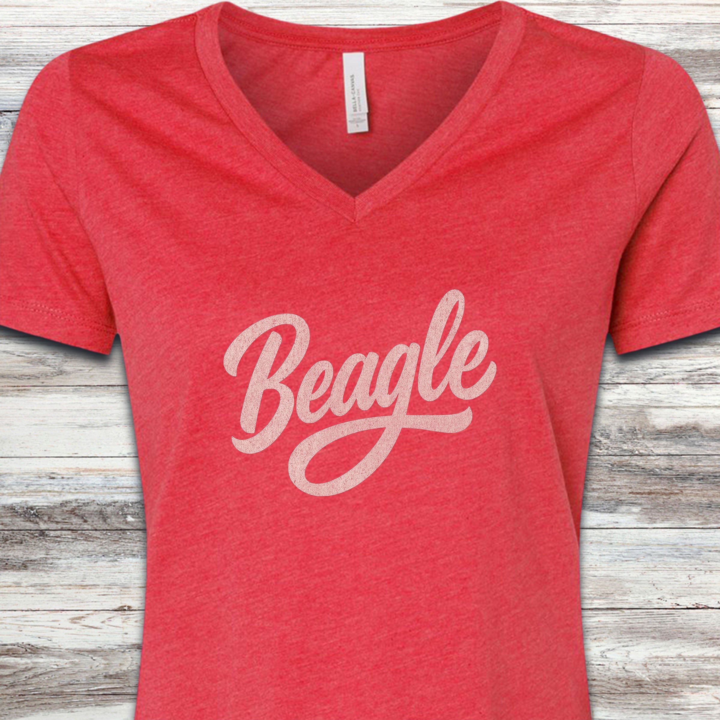 Team Beagle V-Neck Tee - Heather Red