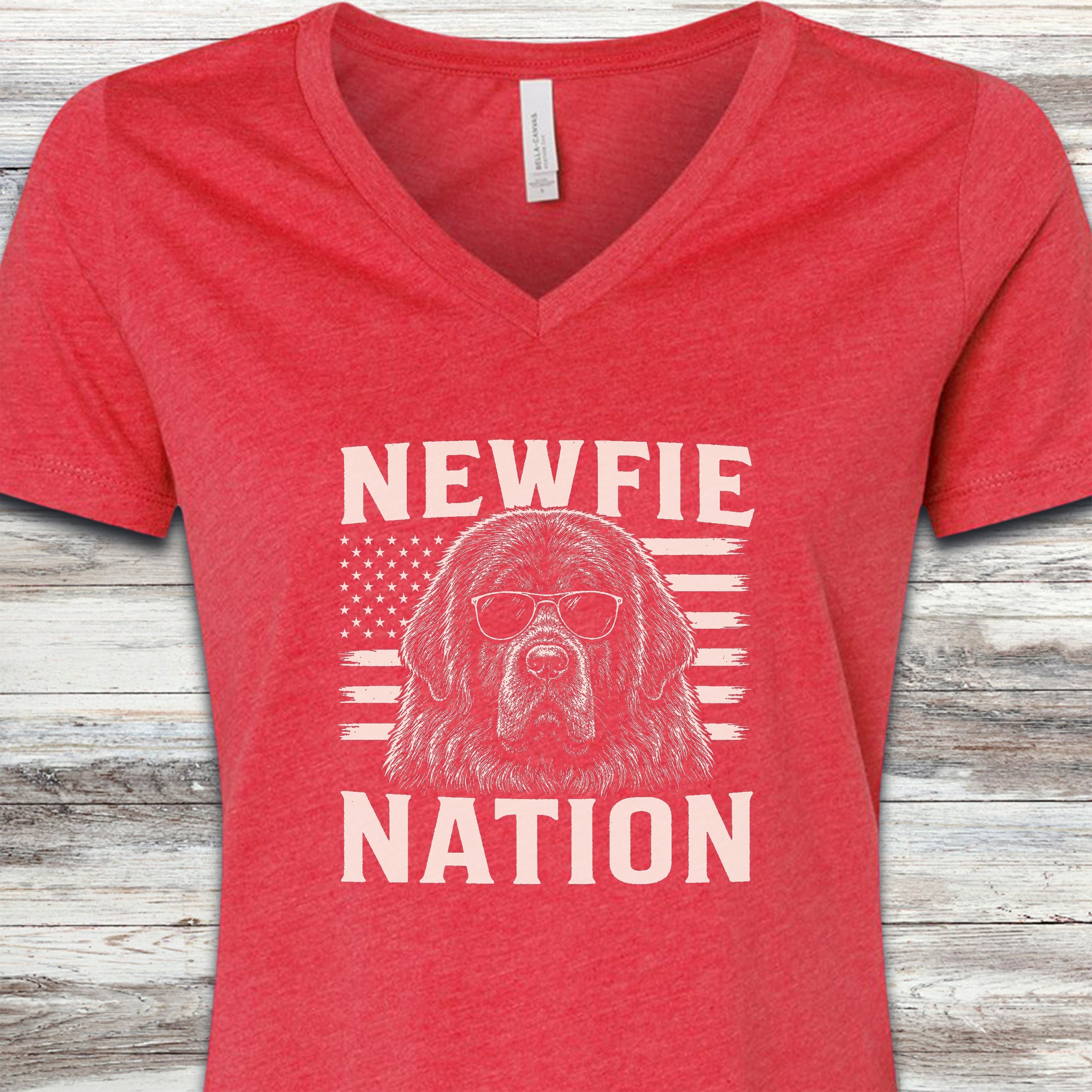 Newfoundland Nation V-Neck Tee - Heather Red