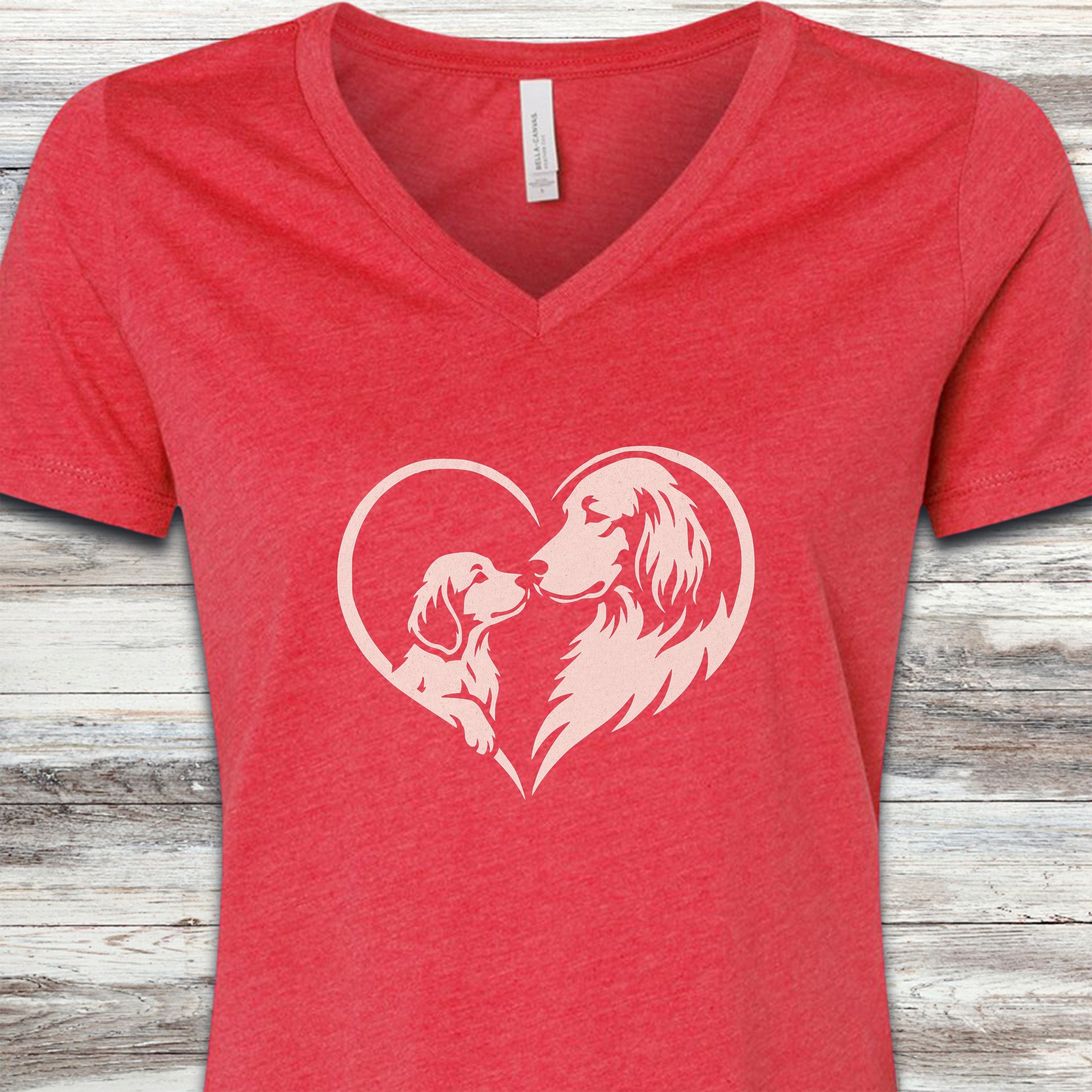 Irish Setter Heart Bond V-Neck Tee - Heather Red