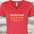 Dachshund Review V-Neck Tee - Heather Red