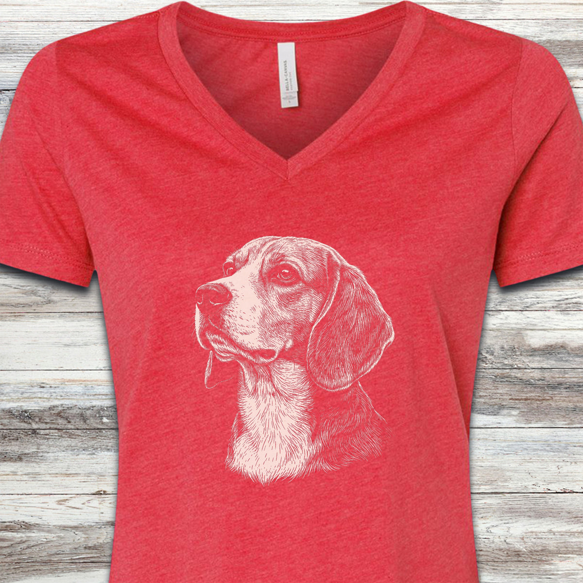 Beagle Loyalty V-Neck Tee - Heather Red
