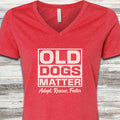 Old Dogs Matter V-Neck Tee - Heather Red
