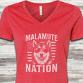 Malamute Nation V-Neck Tee - Heather Red