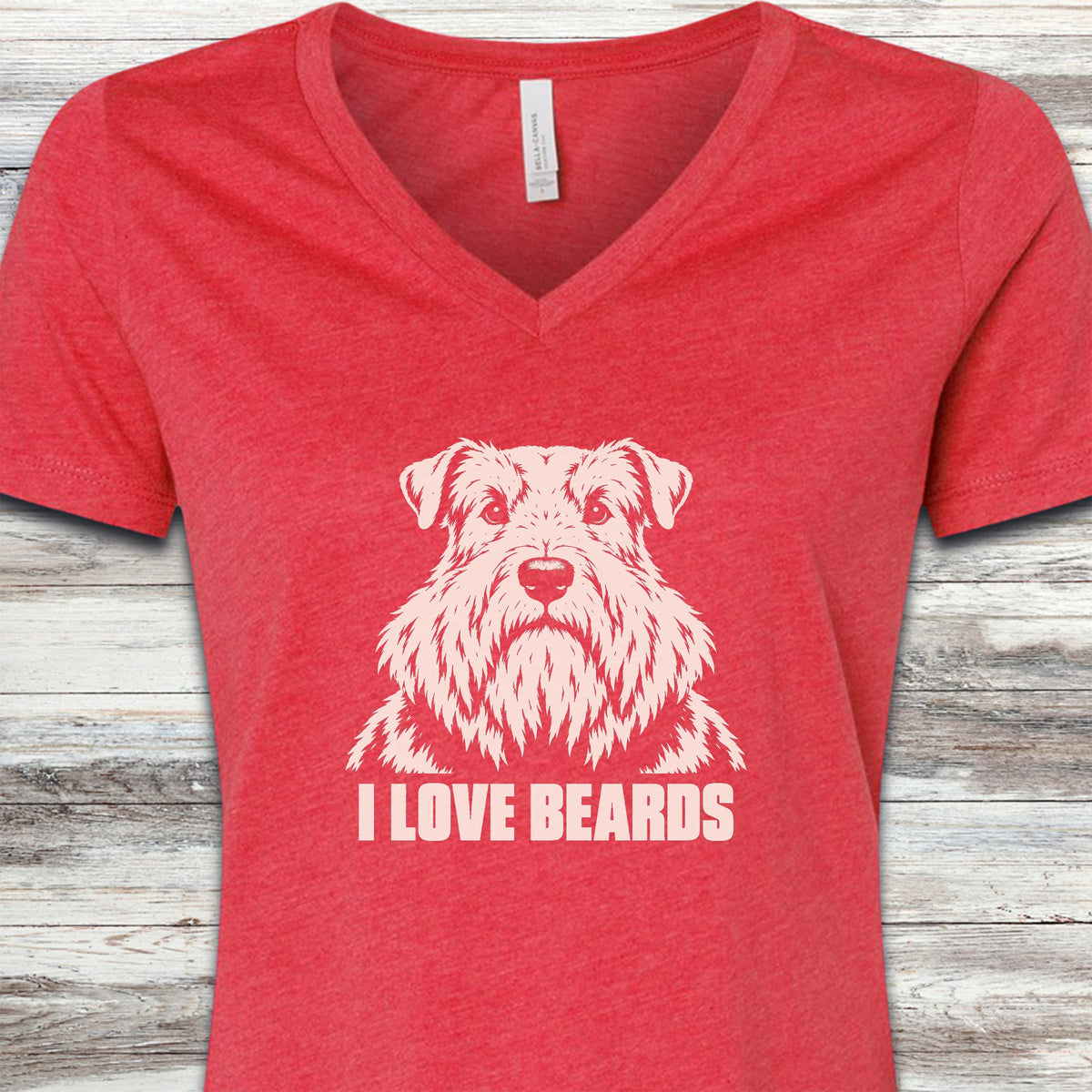 Sealyham Terrier I Love Beards V-Neck Tee - Heather Red