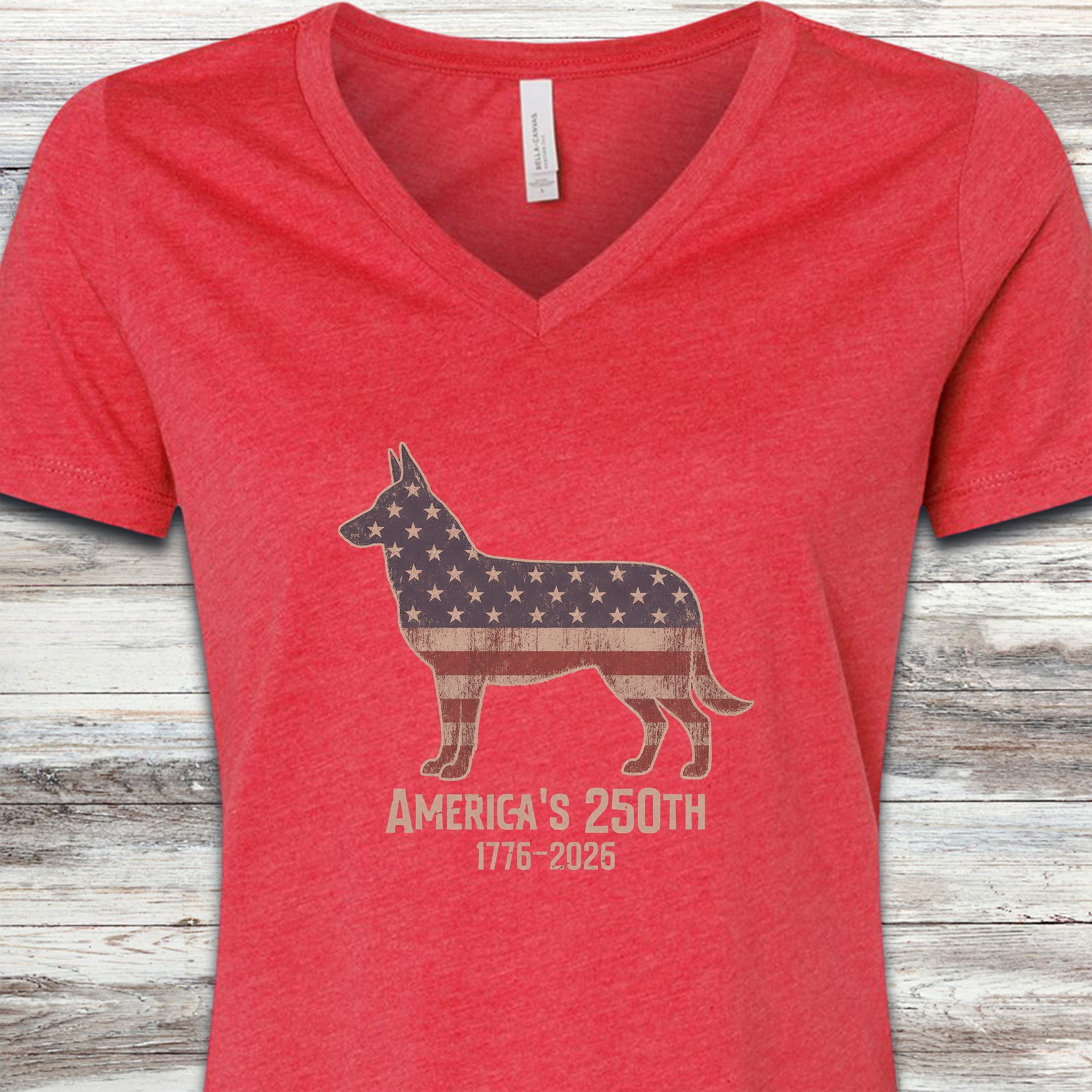 Belgian Malinois 250 V-Neck Tee - Heather Red