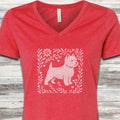 West Highland Linocut V-Neck Tee - Heather Red