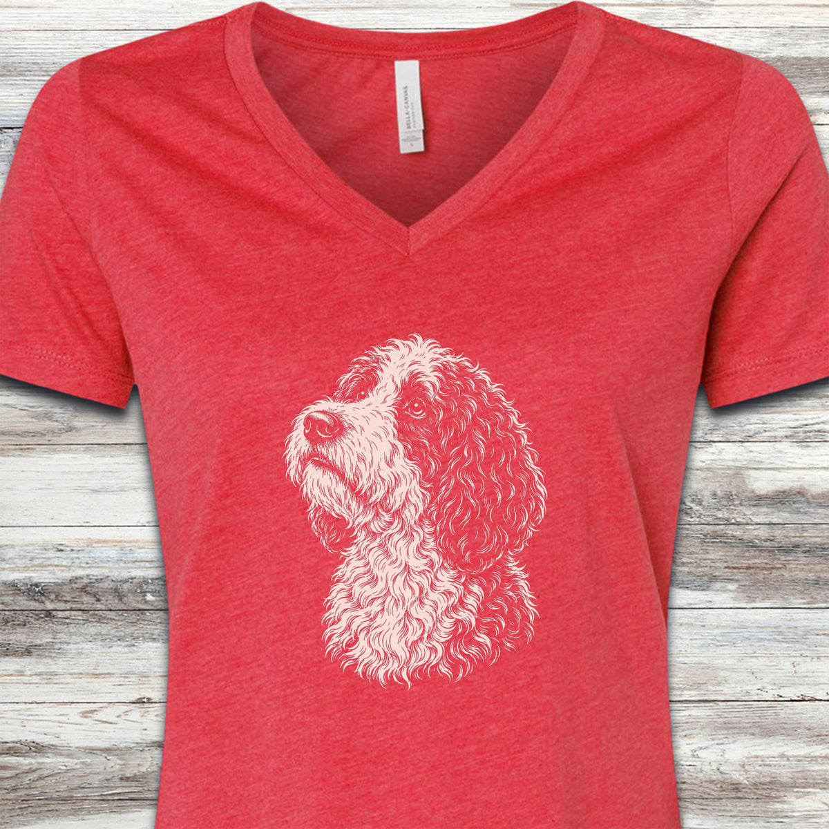Sheepadoodle Loyalty V-Neck Tee - Heather Red
