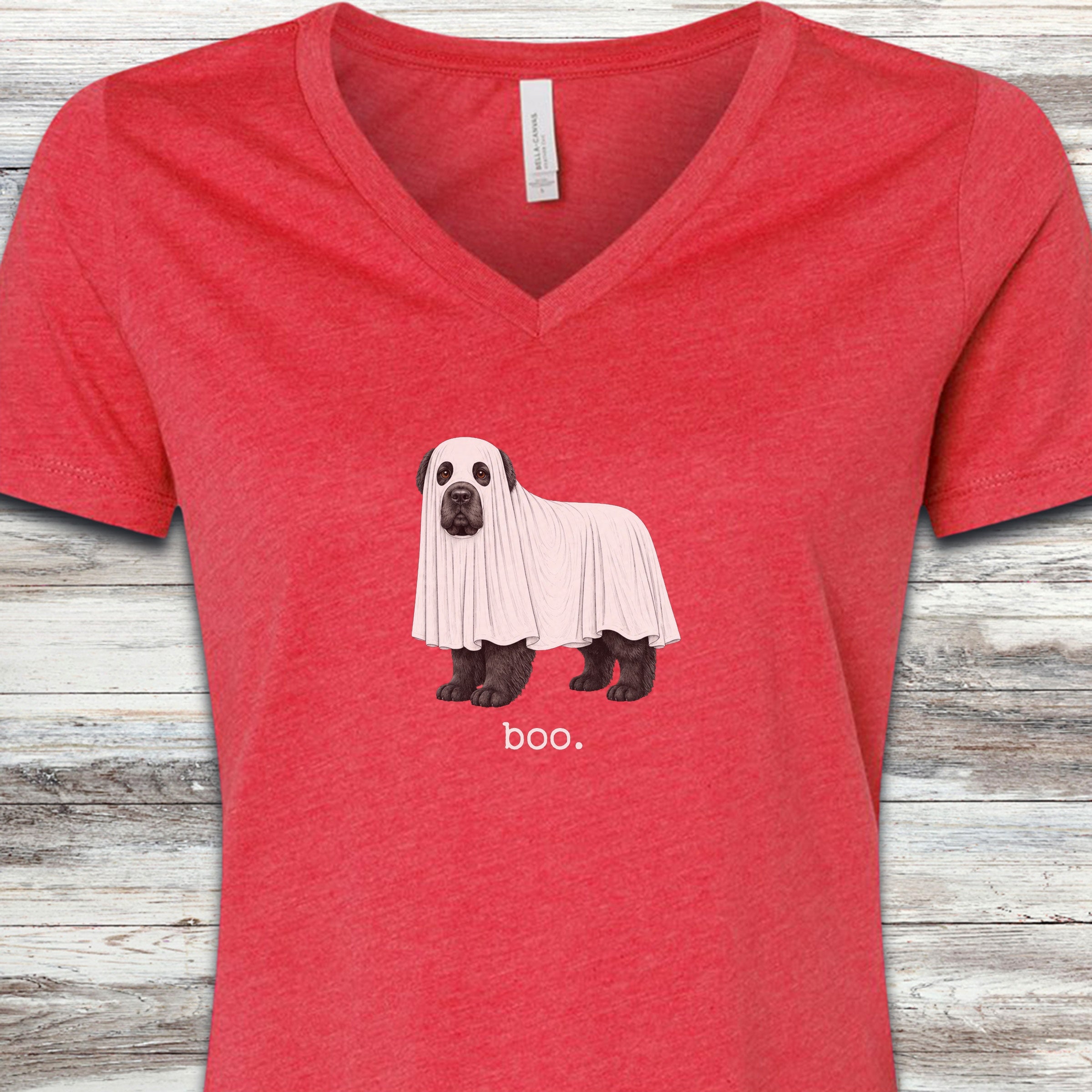 Newfoundland Boo V-Neck Tee - Heather Red