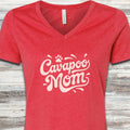 Cavapoo Groovy Mom V-Neck Tee - Heather Red