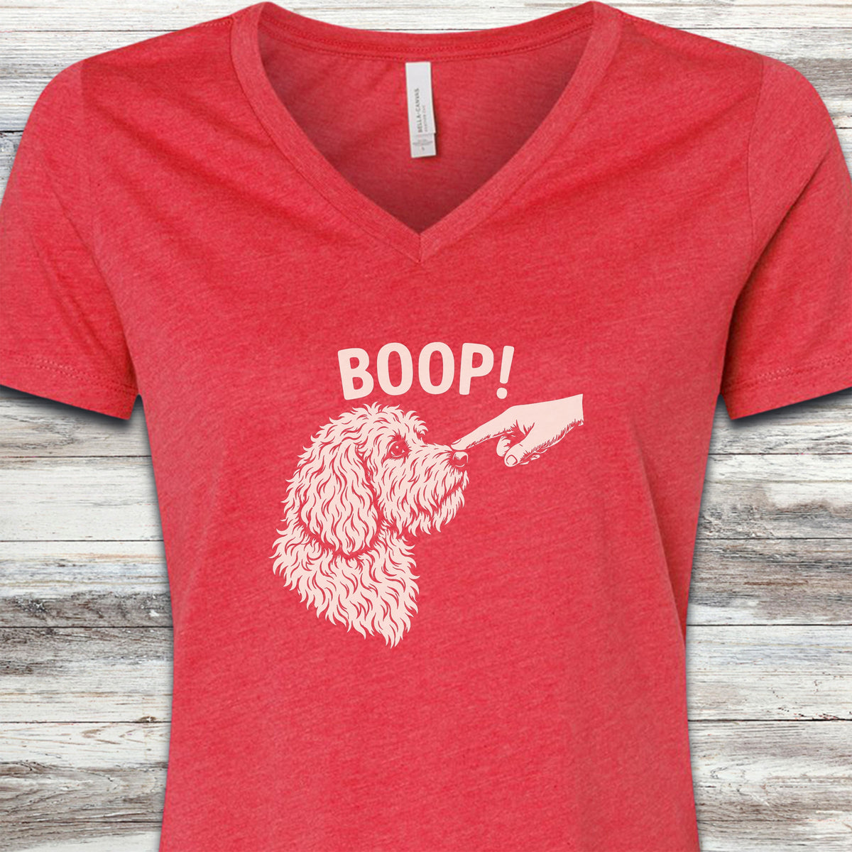 Goldendoodle BOOP! V-Neck Tee - Heather Red