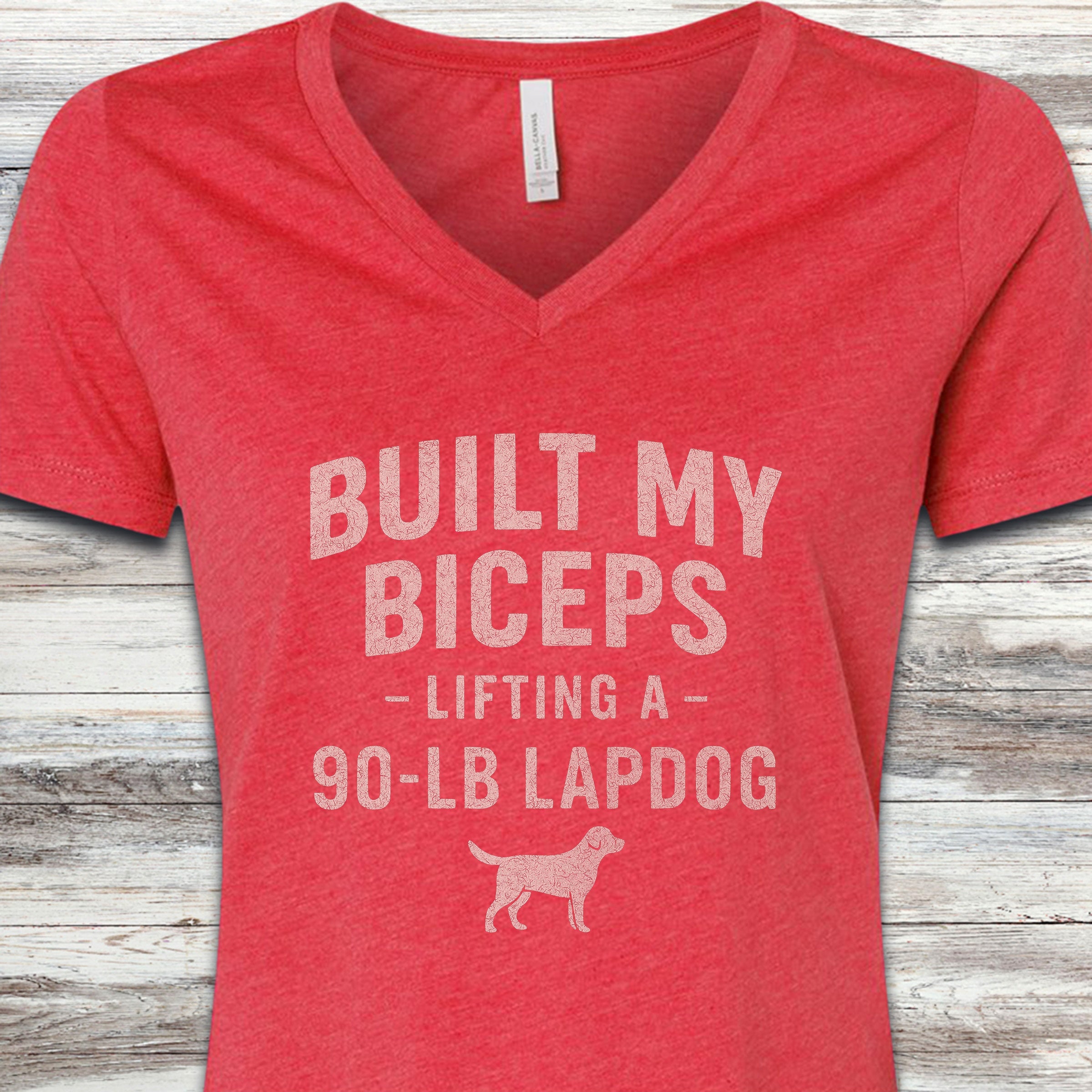 Built My Biceps V-Neck Tee - Heather Red