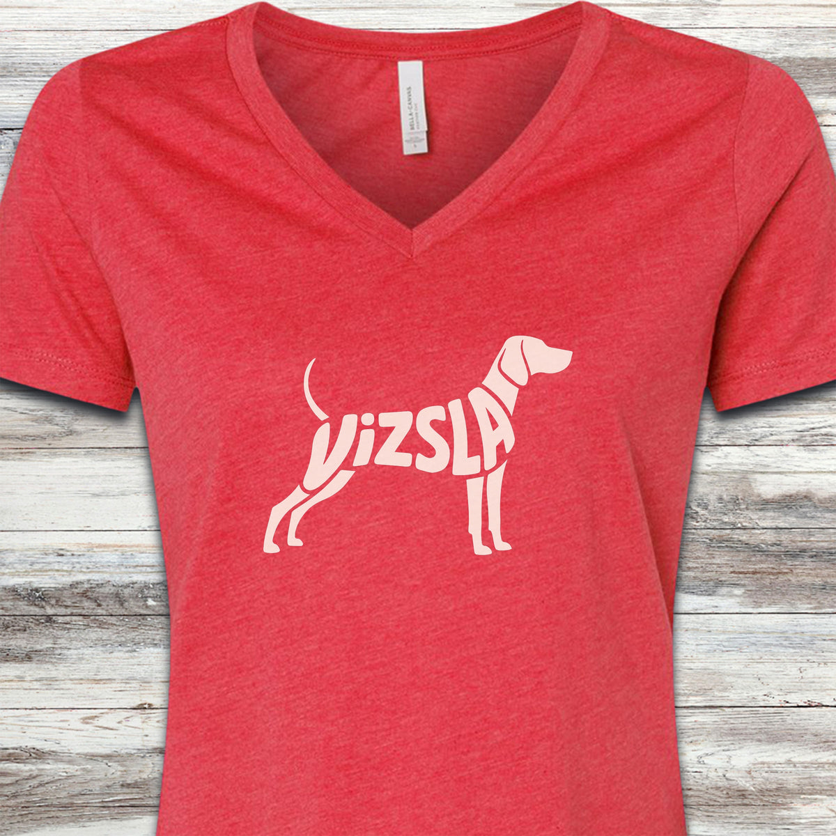 Vizsla V-Neck Tee - Heather Red