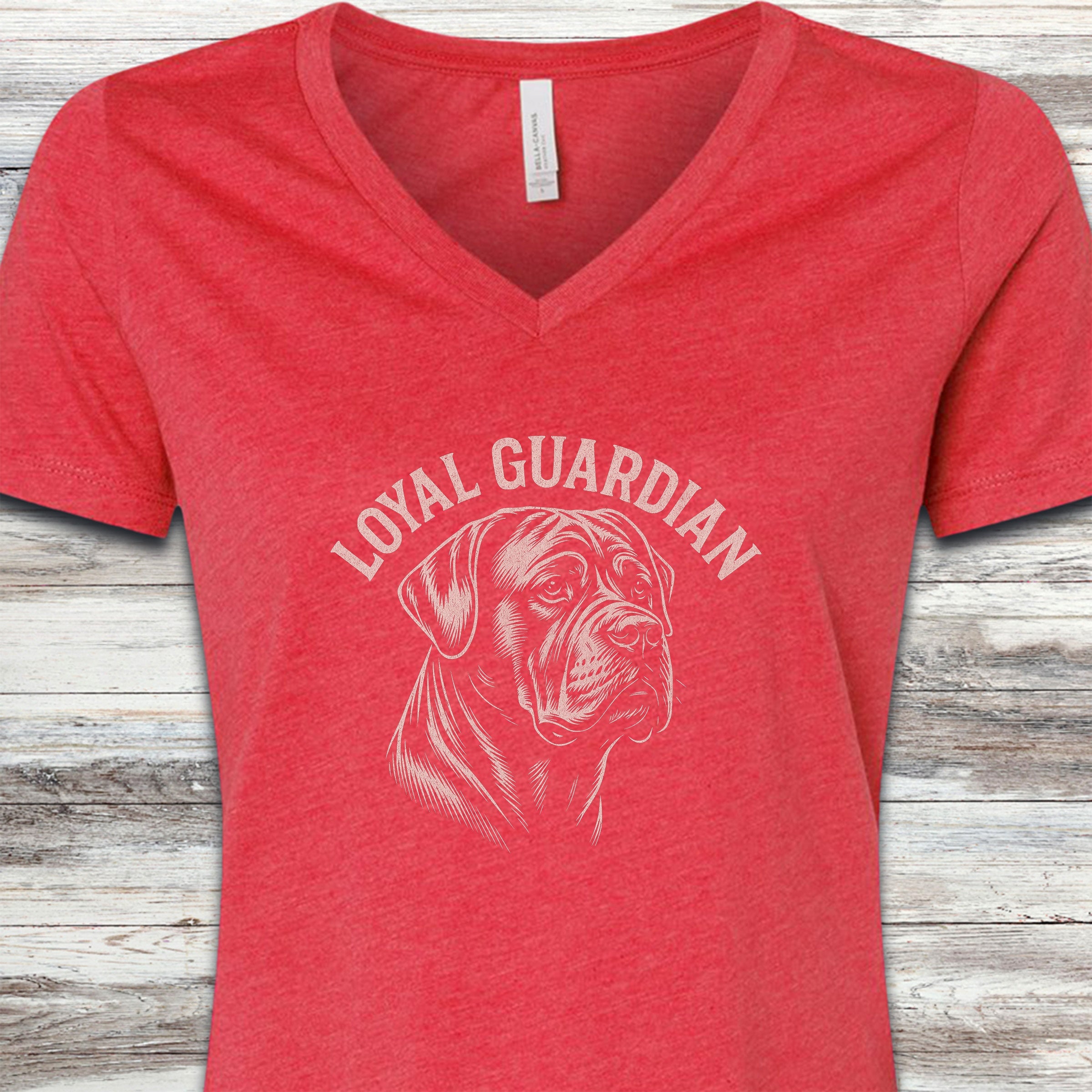 Cane Corso Natural Loyal Guardian V-Neck Tee - Heather Red