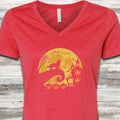 Cavalier King Charles Spaniel Halloween Moon V-Neck Tee - Heather Red