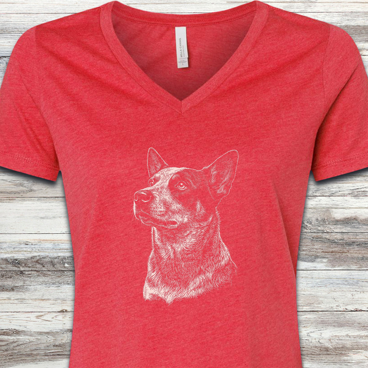 Australian Cattle Dog Loyalty V-Neck Tee - Heather Red