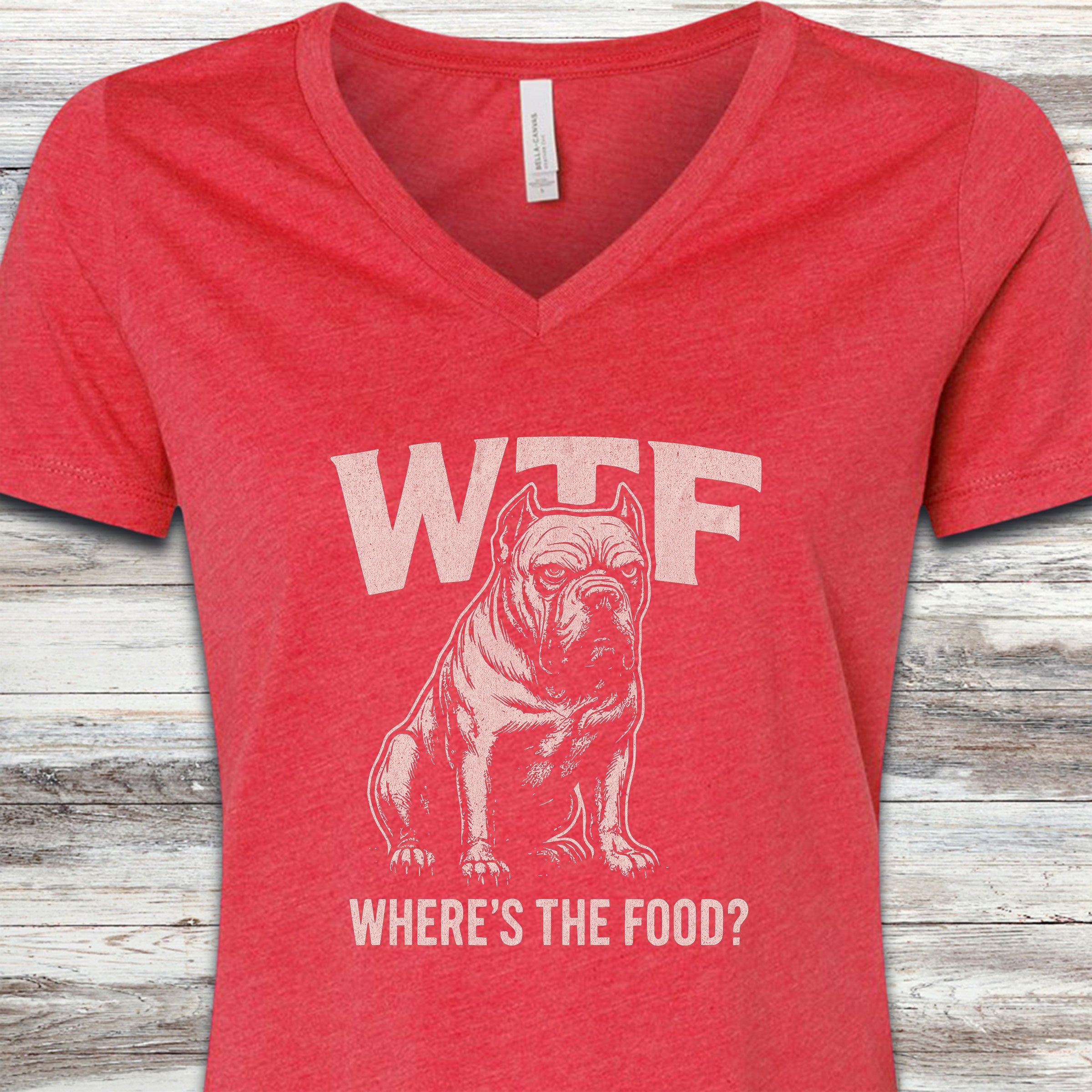 Cane Corso WTF V-Neck Tee - Heather Red