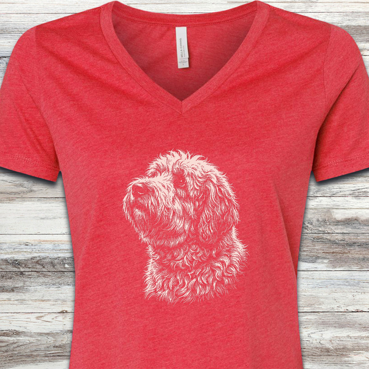 Old English Sheepdog Loyalty V-Neck Tee - Heather Red