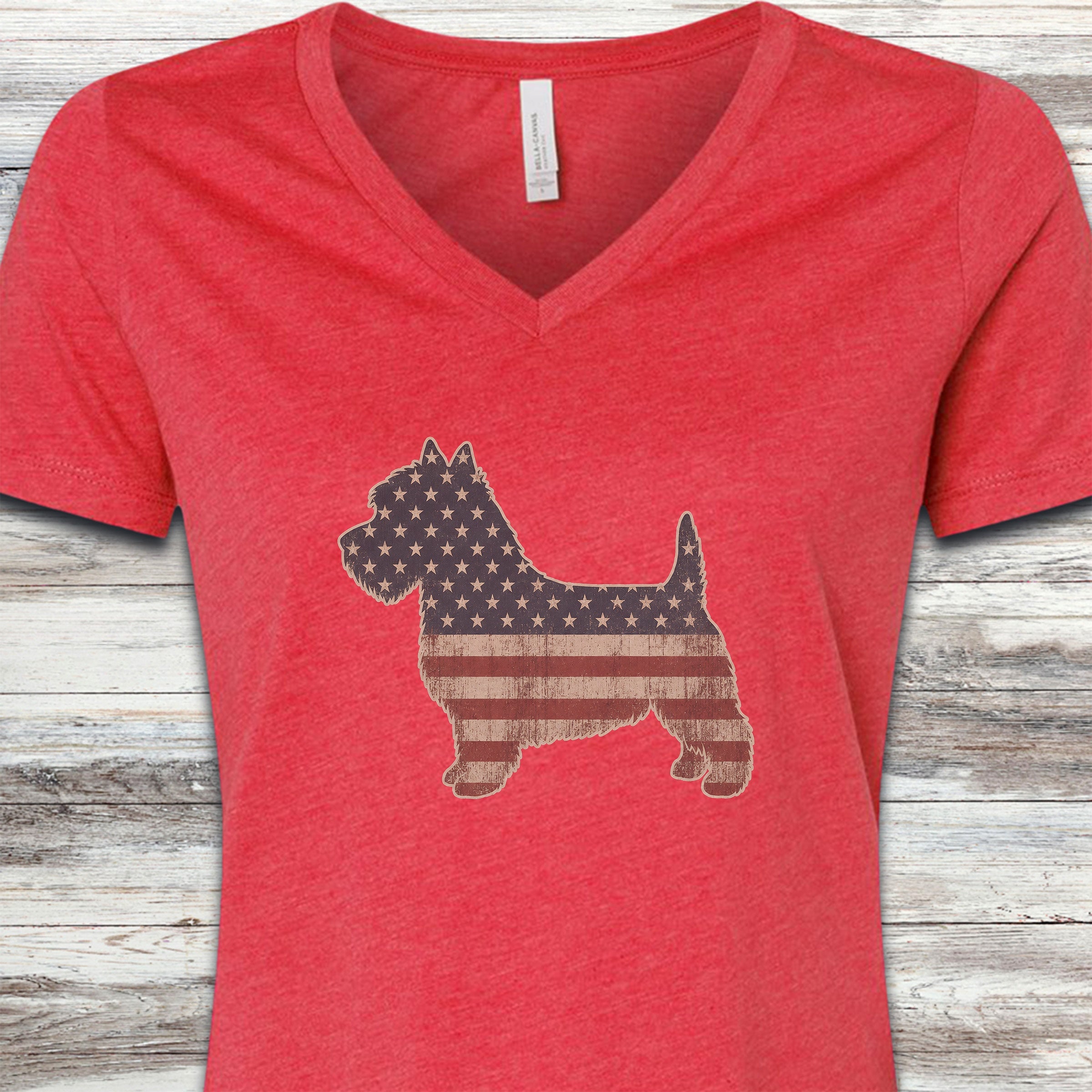 West Highland Vintage USA V-Neck Tee - Heather Red