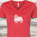 Doodle Boo V-Neck Tee - Heather Red