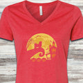 Havanese Halloween Moon V-Neck Tee - Heather Red
