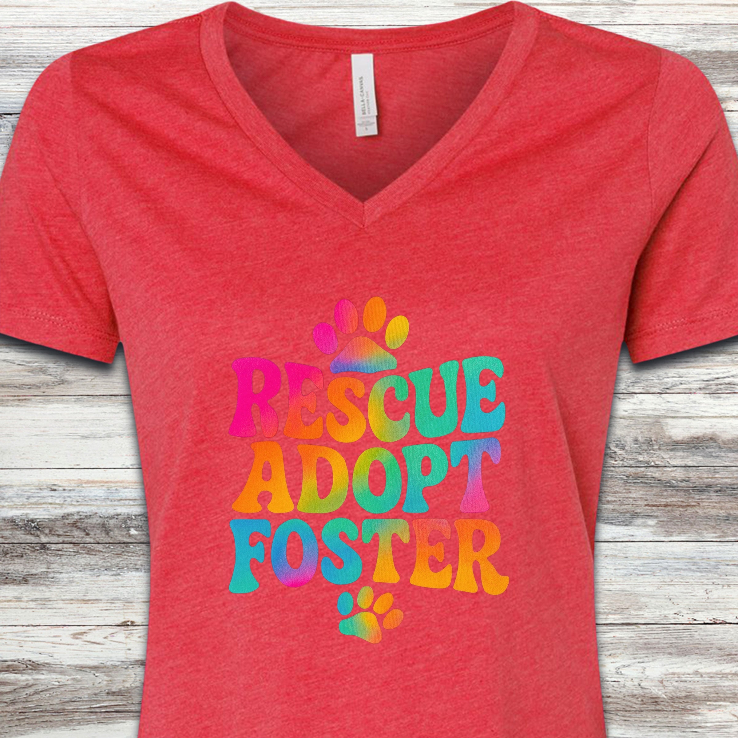 Rescue Tie Dye V-Neck Tee - Heather Red