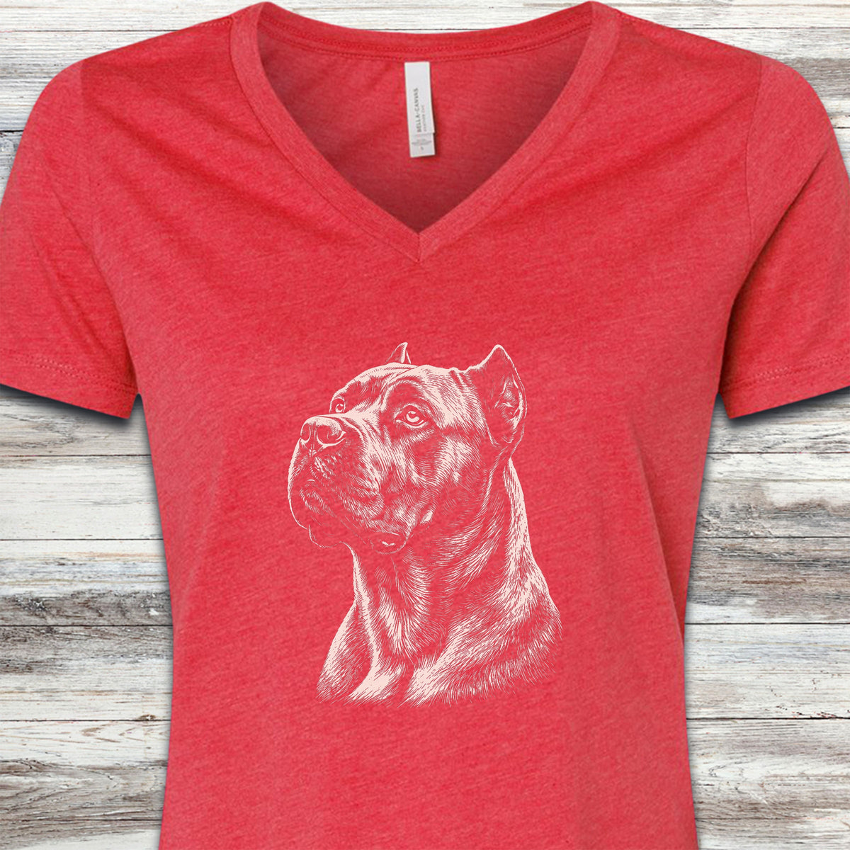 Cane Corso Loyalty V-Neck Tee - Heather Red