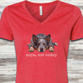 Australian Cattle Dog Blue Heeler Nope V-Neck Tee - Heather Red