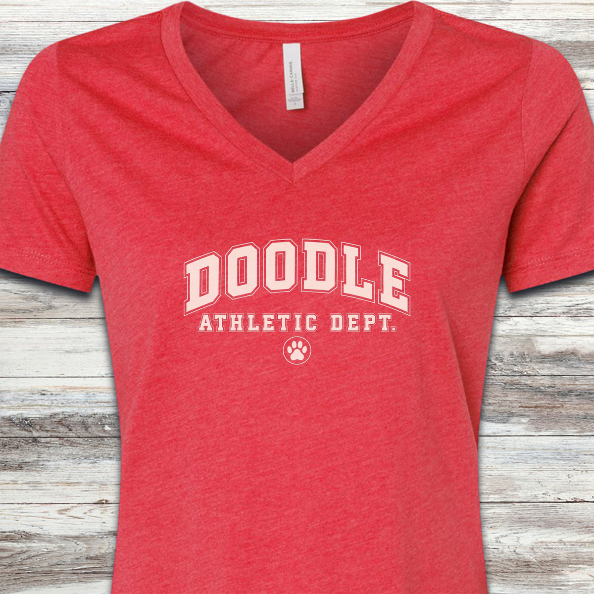 Doodle Athletic Dept V-Neck Tee - Heather Red