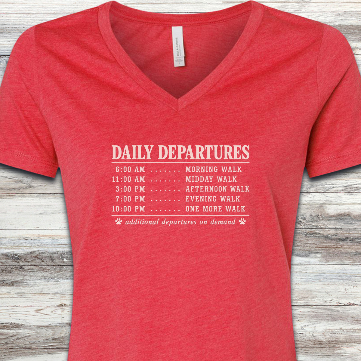 Daily Departures V-Neck Tee - Heather Red