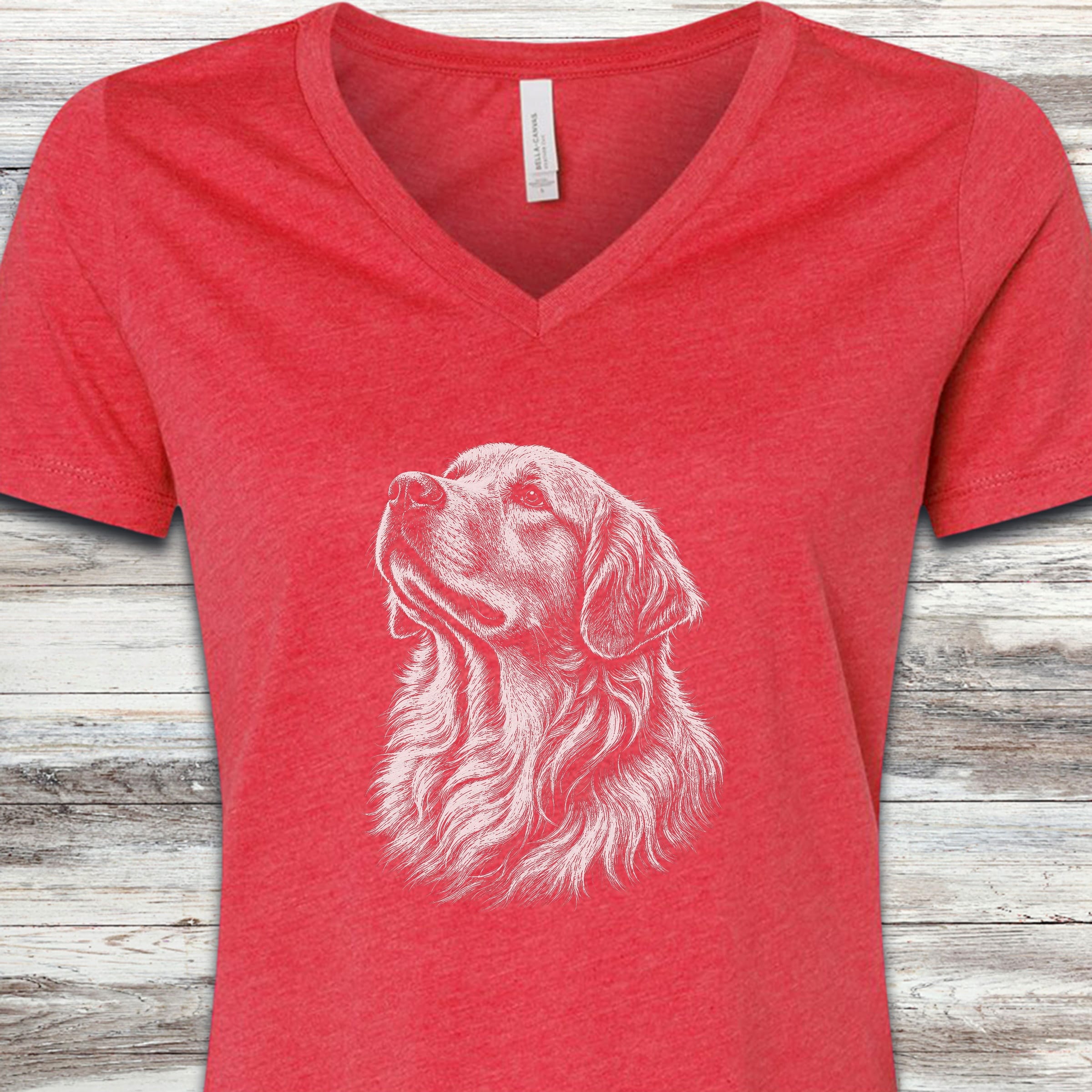 Golden Retriever Loyalty V-Neck Tee - Heather Red