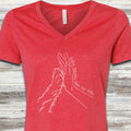 Golden Retriever Together V-Neck Tee - Heather Red