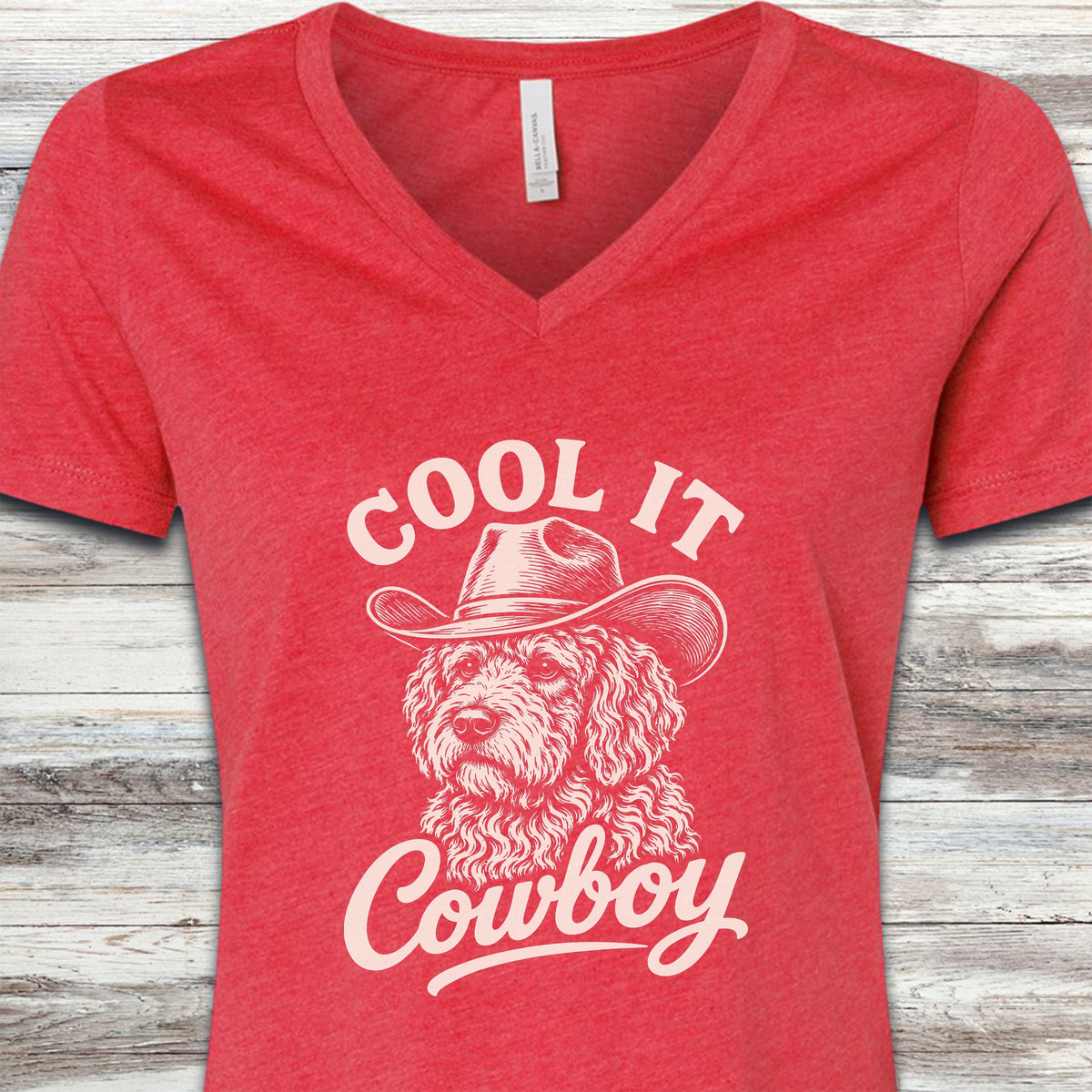 Labradoodle Cool It V-Neck Tee - Heather Red