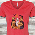 Golden Retriever Halloween V-Neck Tee - Heather Red