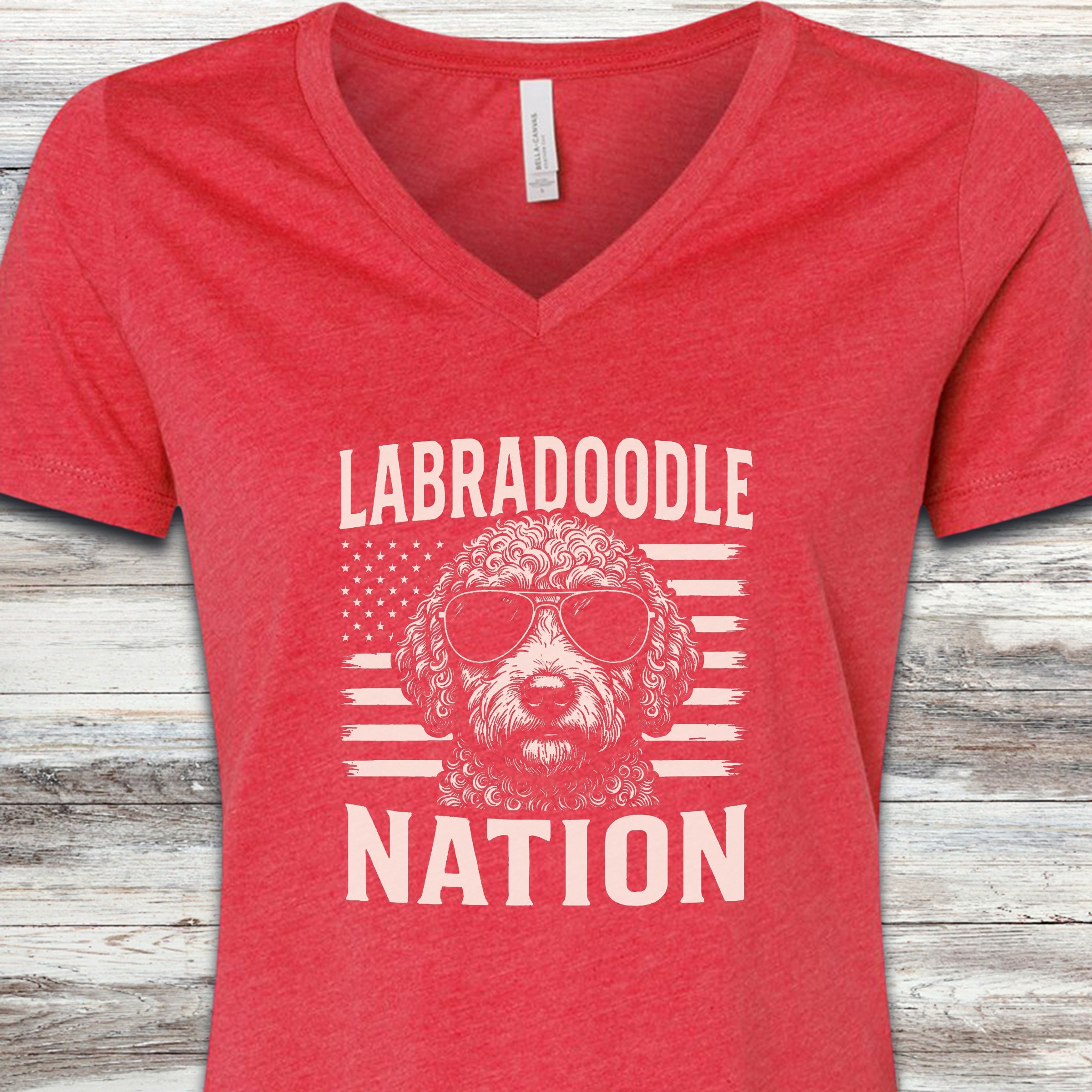 Labradoodle Nation V-Neck Tee - Heather Red