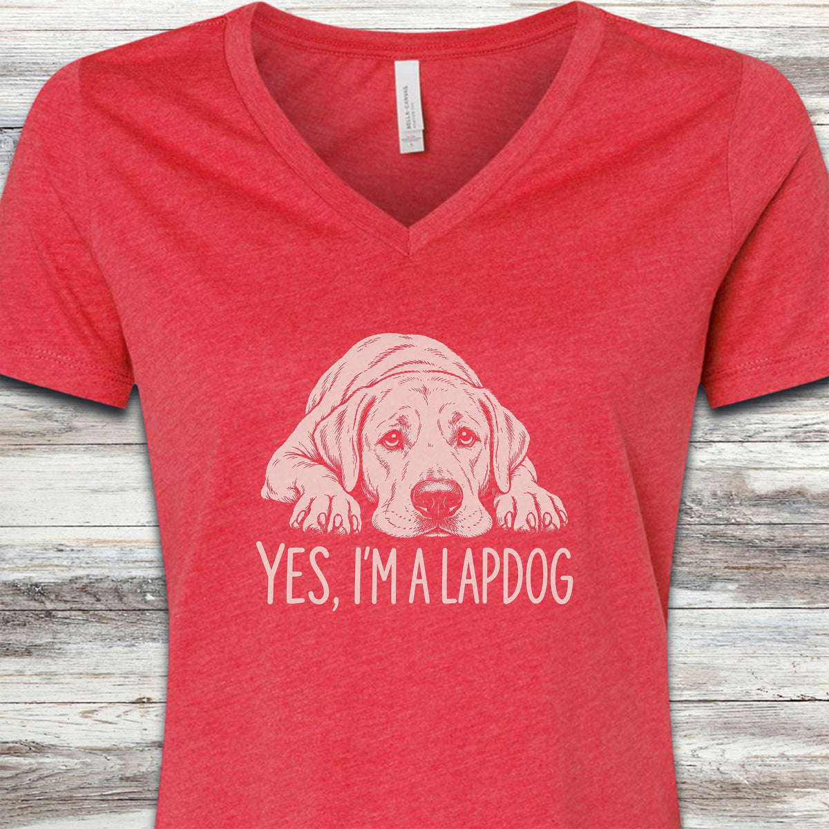 Labrador Retriever Yellow Lapdog V-Neck Tee - Heather Red